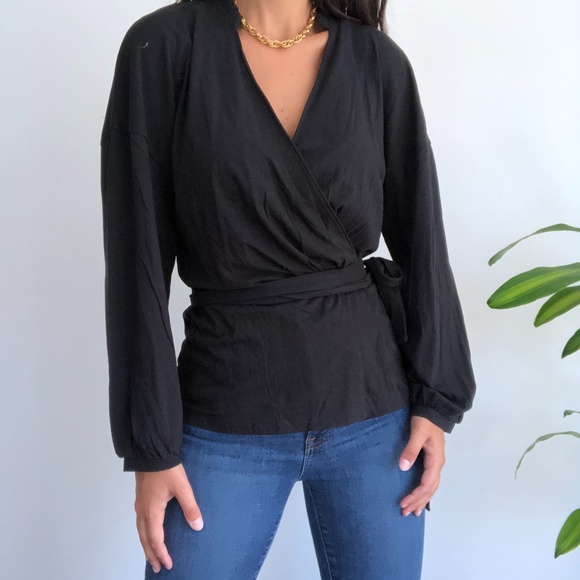 J. Crew Tops - NWT J. Crew kimono style black wrap top L